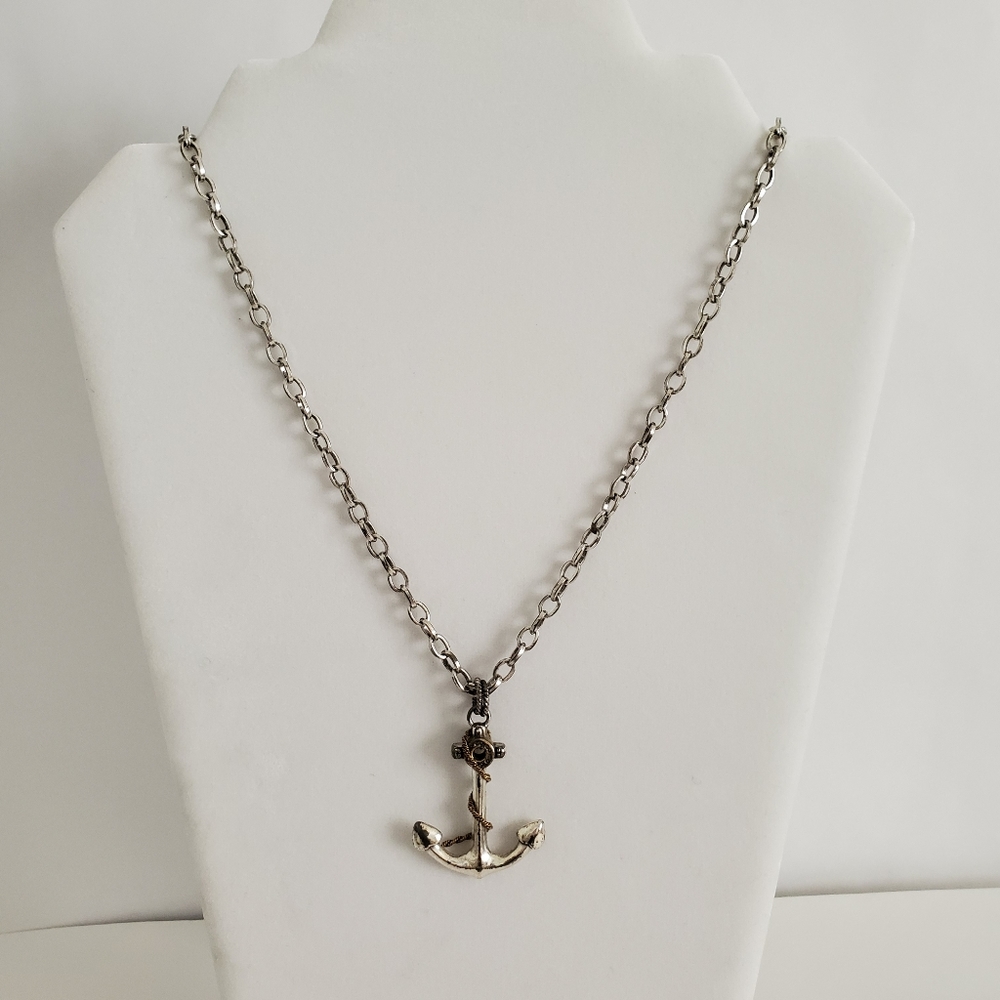 Brighton Nautical Silver Anchor Necklace with box